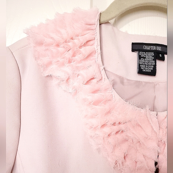 Chapter One pink blazer jacket chiffon rosette 6 fits size Small pastel spring - Picture 4 of 16